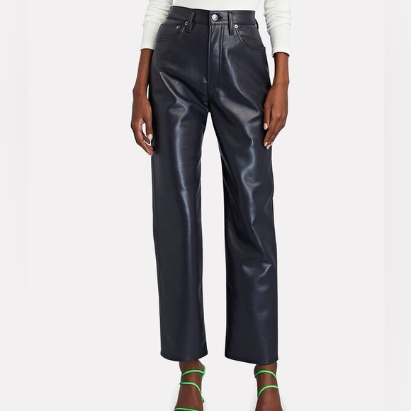 Agolde Pants - AGOLDE Recycled Leather Black 90's Pinch Waist Pants